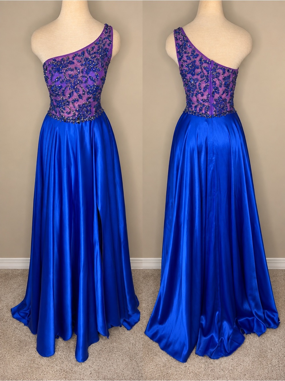 Jovani One Shoulder Beaded Formal Gown ✨💙💜